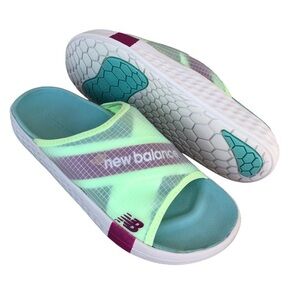 New Balance 360 Women's White/Mint/Magenta/Surf Slide Sandal Size 10